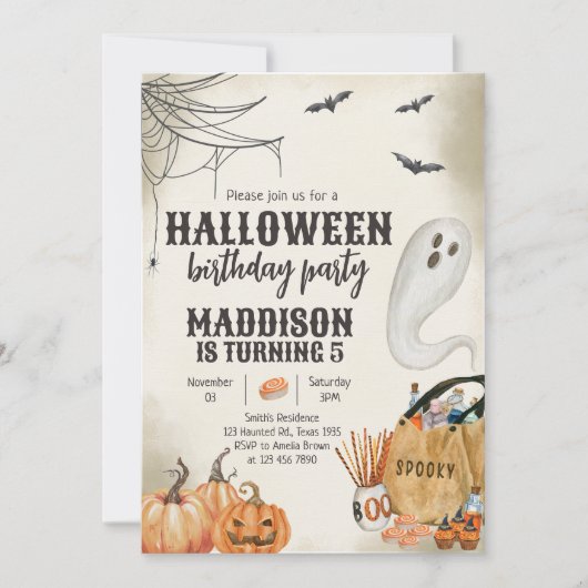 Spooky Ghost Halloween verjaardagsfeestje Kaart (Voorkant)