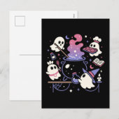 Spooky Ghost Halloween Witch Cauldron Feestdagenkaart (Voorkant / Achterkant)