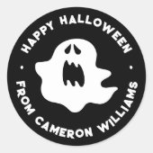 Spooky ghost Happy Halloween groet Ronde Sticker (Voorkant)