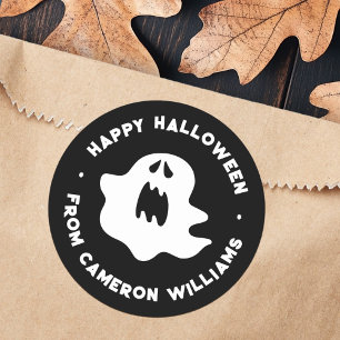 Spooky ghost Happy Halloween groet Ronde Sticker