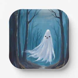 Spooky Ghost | Happy Halloween Party Papieren Bordje