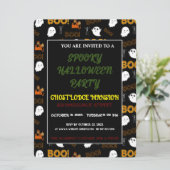 SPOOKY GHOST HAPPY HALLOWEEN PARTY UITNODIGING (Staand voorkant)