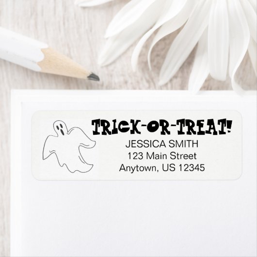 Spooky Ghost Happy Halloween Trick or treat Custom Etiket (Insitu)