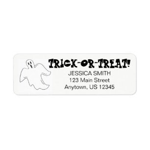 Spooky Ghost Happy Halloween Trick or treat Custom Etiket