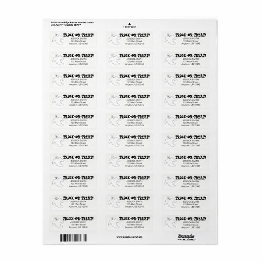 Spooky Ghost Happy Halloween Trick or treat Custom Etiket (Full Sheet)