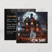 Spooky Ghost Haunted House Halloween Party Kaart (Voorkant / Achterkant)