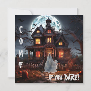 Spooky Ghost Haunted House Halloween Party Kaart