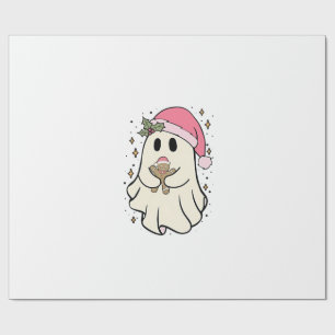 Spooky Ghost Holding A Gingerbread Christmas Cadeaupapier