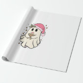 Spooky Ghost Holding A Gingerbread Christmas Cadeaupapier (Uitgerold)