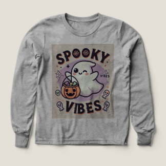 Spooky Ghost Holding Pumpkin T-shirt met lange mou