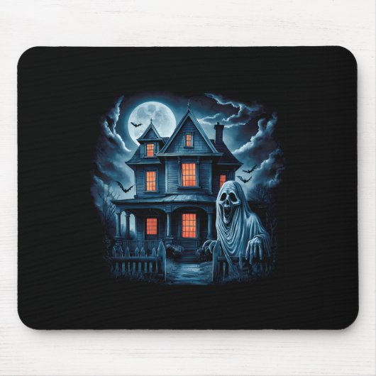 Spooky Ghost House Dark Horror Halloween kostuum Muismat (Voorkant)