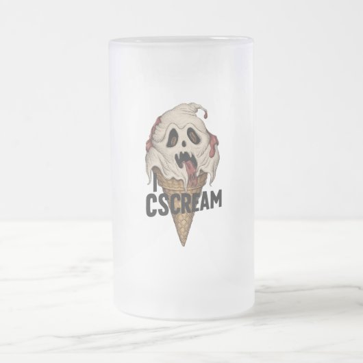 Spooky Ghost Ice Cream "Ik schreeuw" Matglas Bierpul (Center)