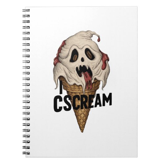 Spooky Ghost Ice Cream "Ik schreeuw" Notitieboek (Voorkant)