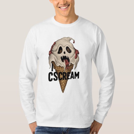 Spooky Ghost Ice Cream "Ik schreeuw" T-shirt (Voorkant)