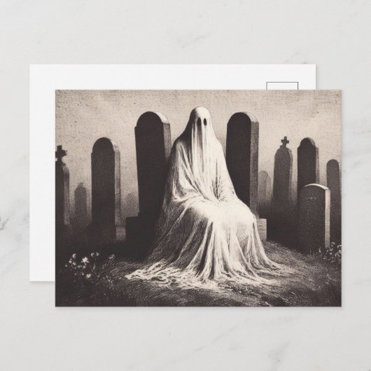 Spooky Ghost In Graveyard Horror Gothic Briefkaart (Voorkant / Achterkant)