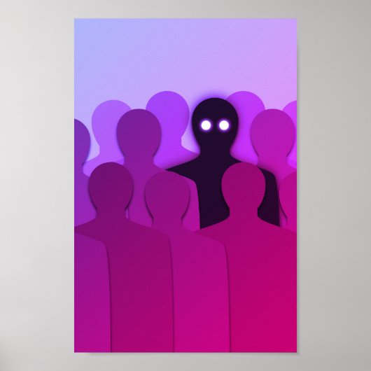 Spooky Ghost in People Crowd Horror Art Poster (Voorkant)