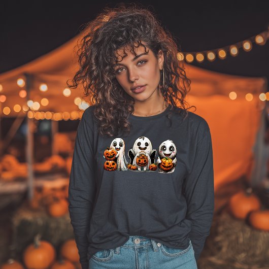 Spooky Ghost & Jack-O'-Lantern Tri-Blend Shirt