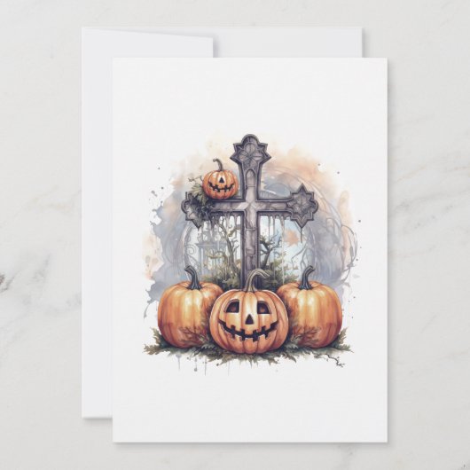 Spooky Ghost Jack-O-Lanterns Halloween Party Kaart (Achterkant)