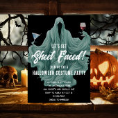 Spooky Ghost Let's Get Sheet Faced Halloween Party Kaart