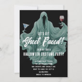 Spooky Ghost Let's Get Sheet Faced Halloween Party Kaart (Voorkant)