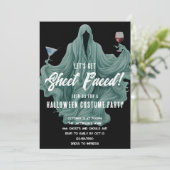 Spooky Ghost Let's Get Sheet Faced Halloween Party Kaart (Staand voorkant)