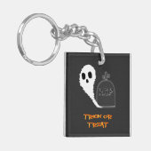Spooky Ghost Met Grave Halloween Acryl Sleutelhang Sleutelhanger (Voorkant Links)