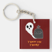 Spooky Ghost Met Grave Halloween Acryl Sleutelhang Sleutelhanger (Voorkant)