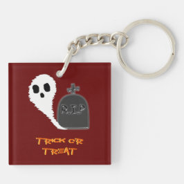 Spooky Ghost Met Grave Halloween Acryl Sleutelhang Sleutelhanger