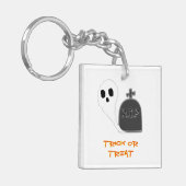 Spooky Ghost Met Grave Halloween Acryl Sleutelhang Sleutelhanger (Voorkant Links)