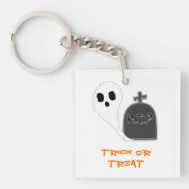 Spooky Ghost Met Grave Halloween Acryl Sleutelhang Sleutelhanger