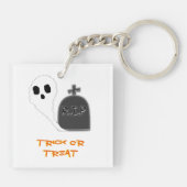 Spooky Ghost Met Grave Halloween Acryl Sleutelhang Sleutelhanger (Achterkant)