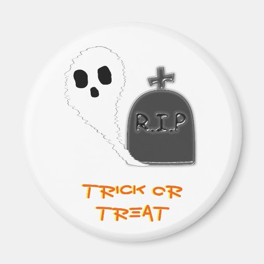 Spooky Ghost met Grave Halloween Magnet (Voorkant)