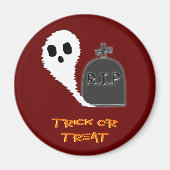 Spooky Ghost met Grave Halloween Magnet (Voorkant)