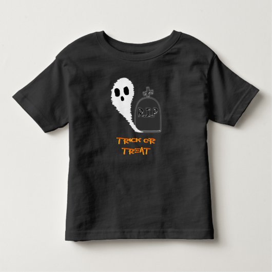 Spooky Ghost Met Grave Halloween Peuter T-shirt (Voorkant)