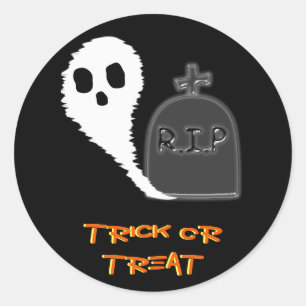 Spooky Ghost Met Grave Halloween Sticker