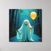 Spooky Ghost met griezelige ballon Canvas Afdruk (Voorkant)