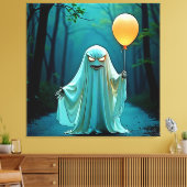 Spooky Ghost met griezelige ballon Canvas Afdruk (Insitu (Woonkamer))