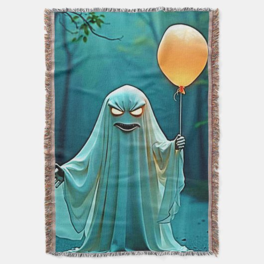 Spooky Ghost met griezelige ballon Deken (Voorkant Verticaal)