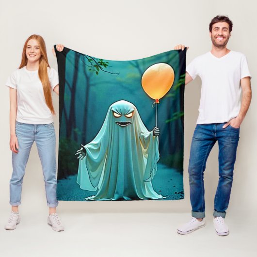 Spooky Ghost met griezelige ballon Fleece Deken (In situ)