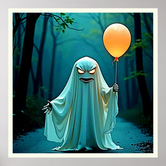 Spooky Ghost met griezelige ballon Poster (Voorkant)