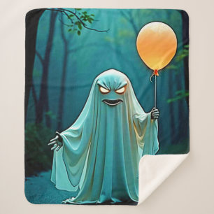 Spooky Ghost met griezelige ballon Sherpa Deken