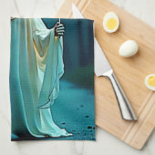 Spooky Ghost met griezelige ballon Theedoek (Quarter Fold)