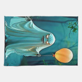 Spooky Ghost met griezelige ballon Theedoek (Horizontaal)