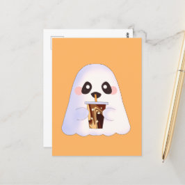 Spooky Ghost Met Iced Coffee Briefkaart