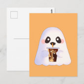 Spooky Ghost Met Iced Coffee Briefkaart (Voorkant / Achterkant)