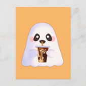 Spooky Ghost Met Iced Coffee Briefkaart (Voorkant)
