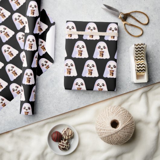 Spooky Ghost Met Iced Coffee Cadeaupapier (Crafts)