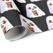 Spooky Ghost Met Iced Coffee Cadeaupapier (Rol Hoek)