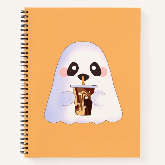 Spooky Ghost Met Iced Coffee Notitieboek (Voorkant)