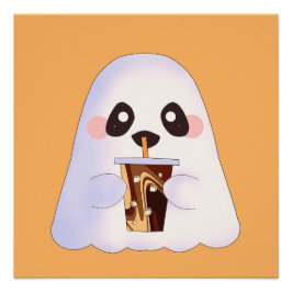 Spooky Ghost Met Iced Coffee Perfect Poster